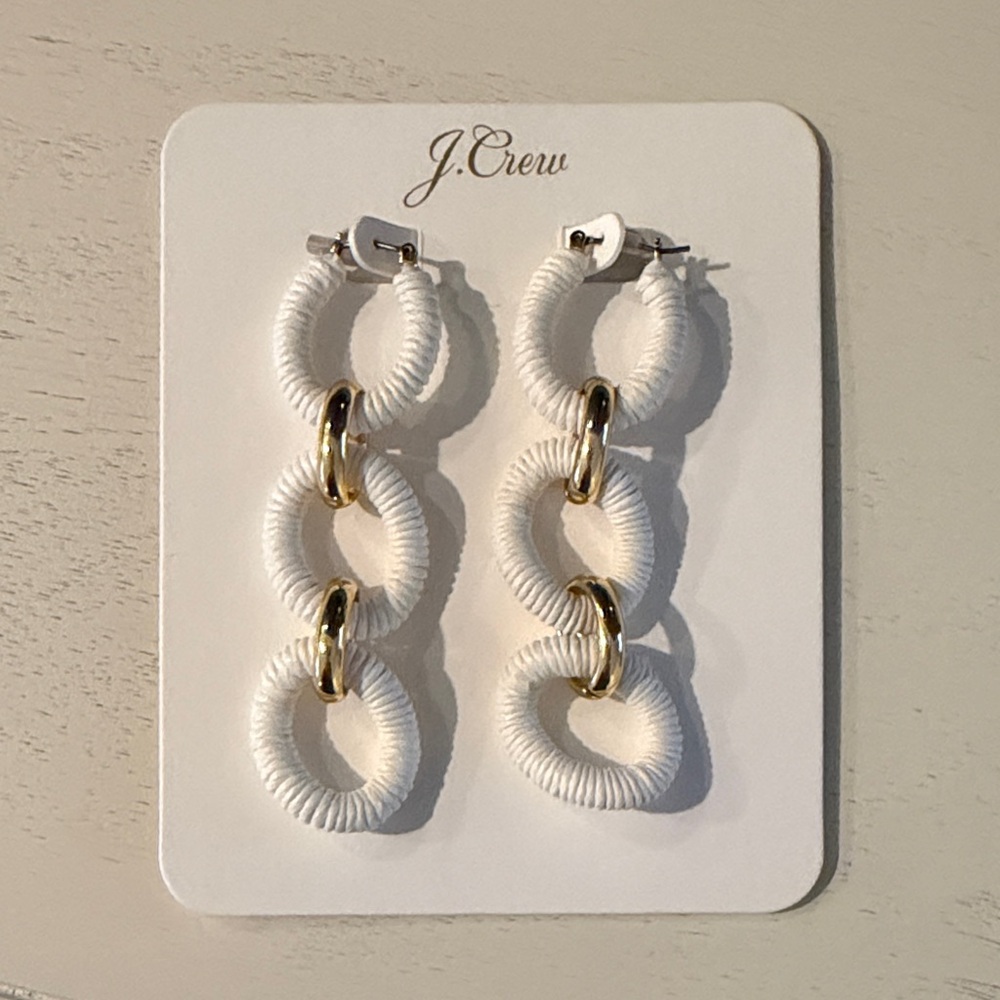 J. Crew White and Gold Link Earrings NWT